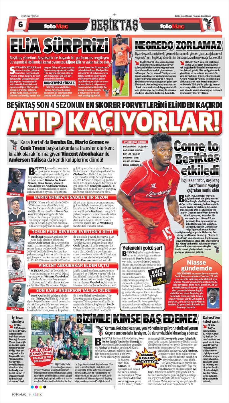 5 Haziran 2018 | Gazetelerin Beşiktaş Manşetleri - Görsel 5