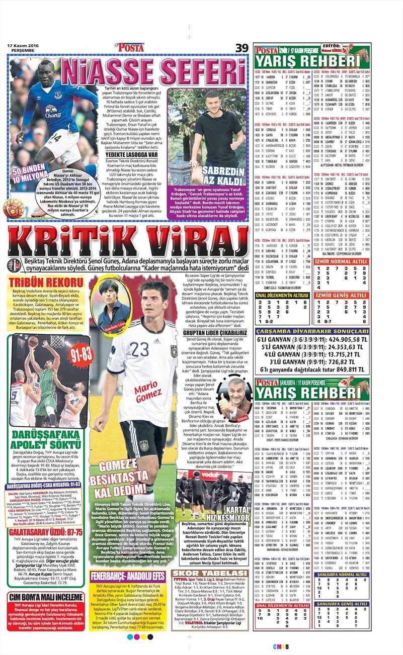 17 Kasım 2016 | Gazetelerin Beşiktaş sayfaları - Görsel 7