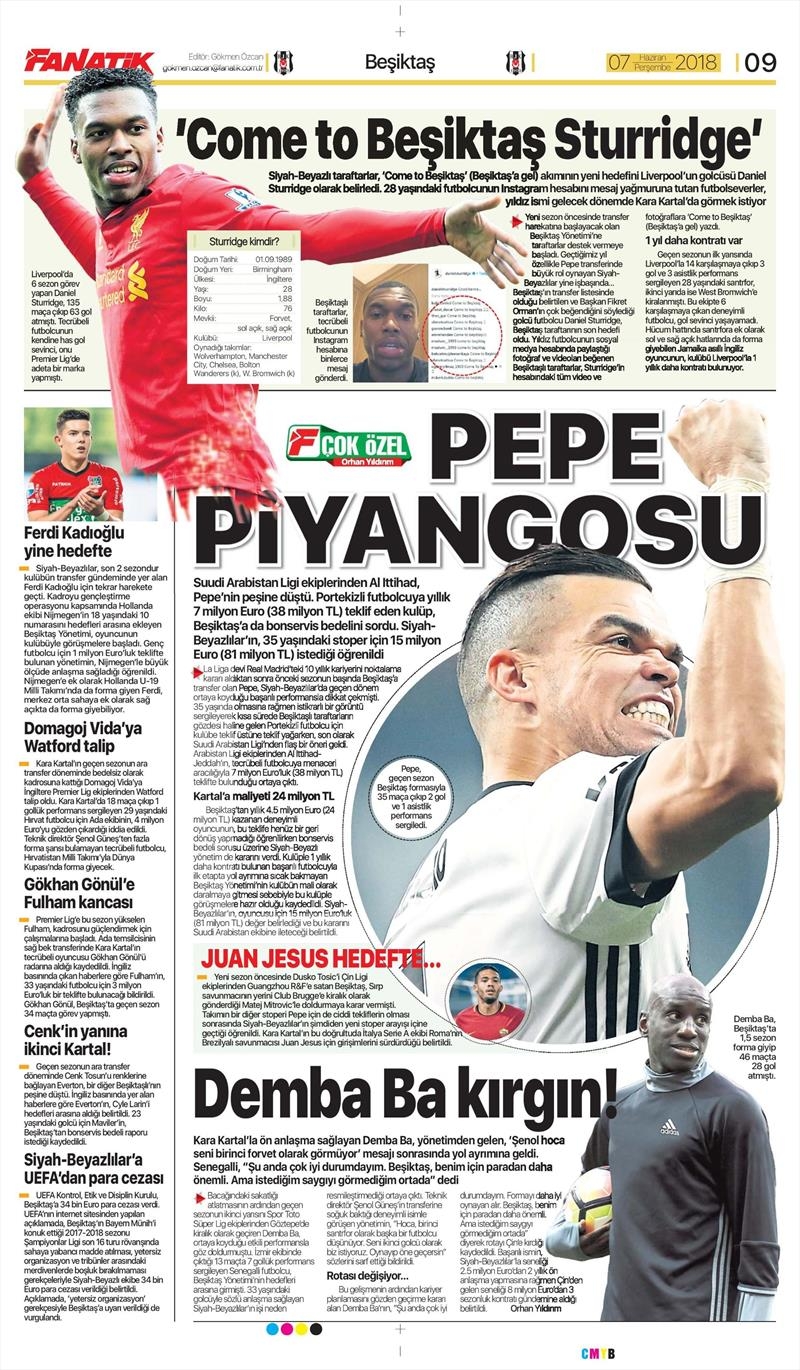 7 Haziran 2018 | Gazetelerin Beşiktaş Manşetleri - Görsel 4