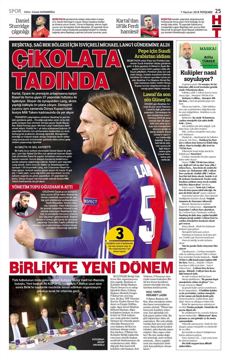7 Haziran 2018 | Gazetelerin Beşiktaş Manşetleri - Görsel 5
