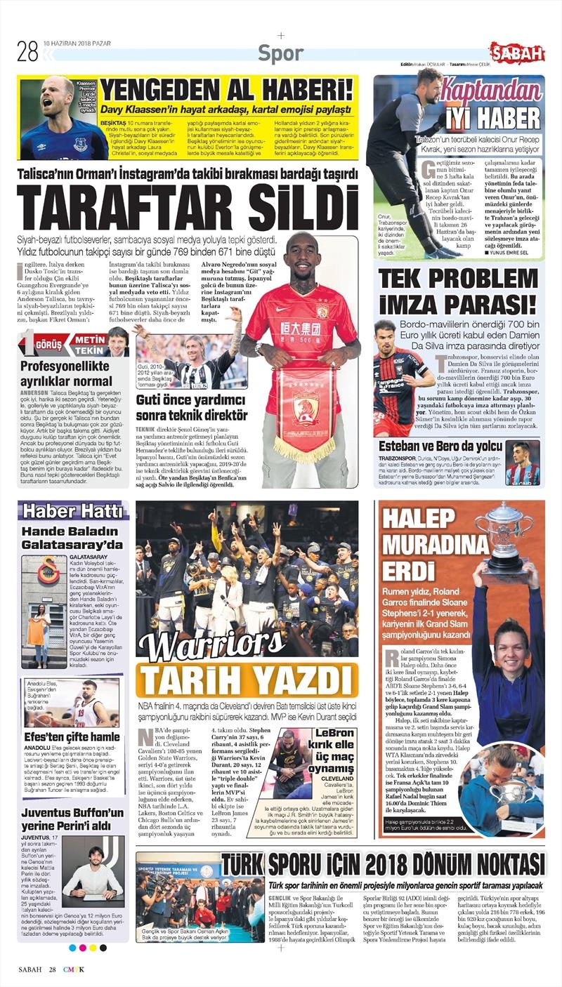 10 Haziran 2018 | Gazetelerin Beşiktaş Manşetleri - Görsel 6