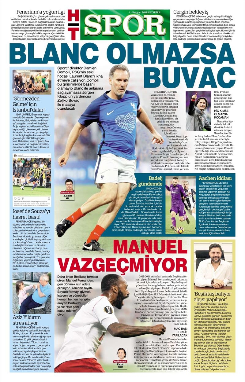 11 Haziran 2018 | Gazetelerin Beşiktaş Manşetleri - Görsel 1