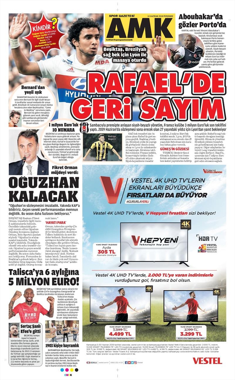 14 Haziran 2018 | Gazetelerin Beşiktaş Manşetleri - Görsel 1
