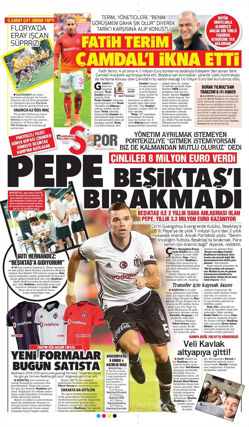 5 Temmuz 2018 | Gazetelerin Beşiktaş Manşetleri - Görsel 4