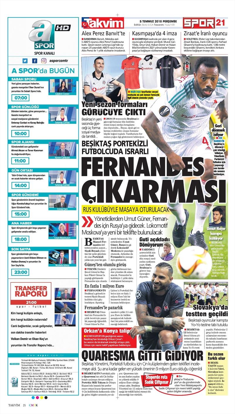 5 Temmuz 2018 | Gazetelerin Beşiktaş Manşetleri - Görsel 5