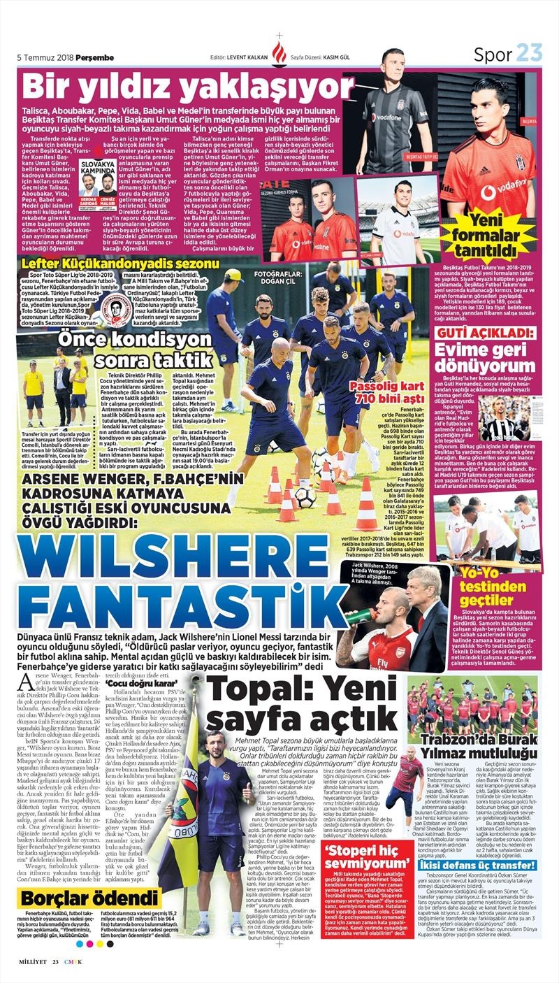 5 Temmuz 2018 | Gazetelerin Beşiktaş Manşetleri - Görsel 8