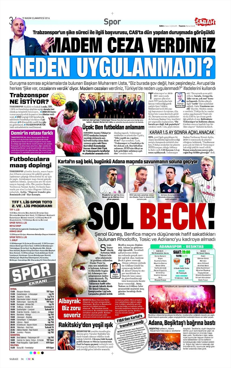 19 Kasım 2016 | Gazetelerin Beşiktaş sayfaları - Görsel 2