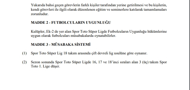 2018 – 2019 SPOR TOTO SÜPER LİG LEFTER KÜÇÜKANDONYADİS SEZONU  MÜSABAKALARI STATÜSÜ - Görsel 2