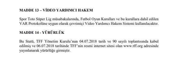 2018 – 2019 SPOR TOTO SÜPER LİG LEFTER KÜÇÜKANDONYADİS SEZONU  MÜSABAKALARI STATÜSÜ - Görsel 21