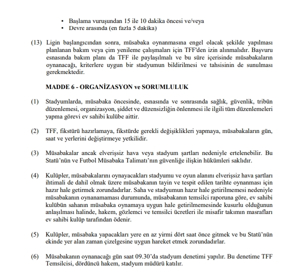 2018 – 2019 SPOR TOTO SÜPER LİG LEFTER KÜÇÜKANDONYADİS SEZONU  MÜSABAKALARI STATÜSÜ - Görsel 7