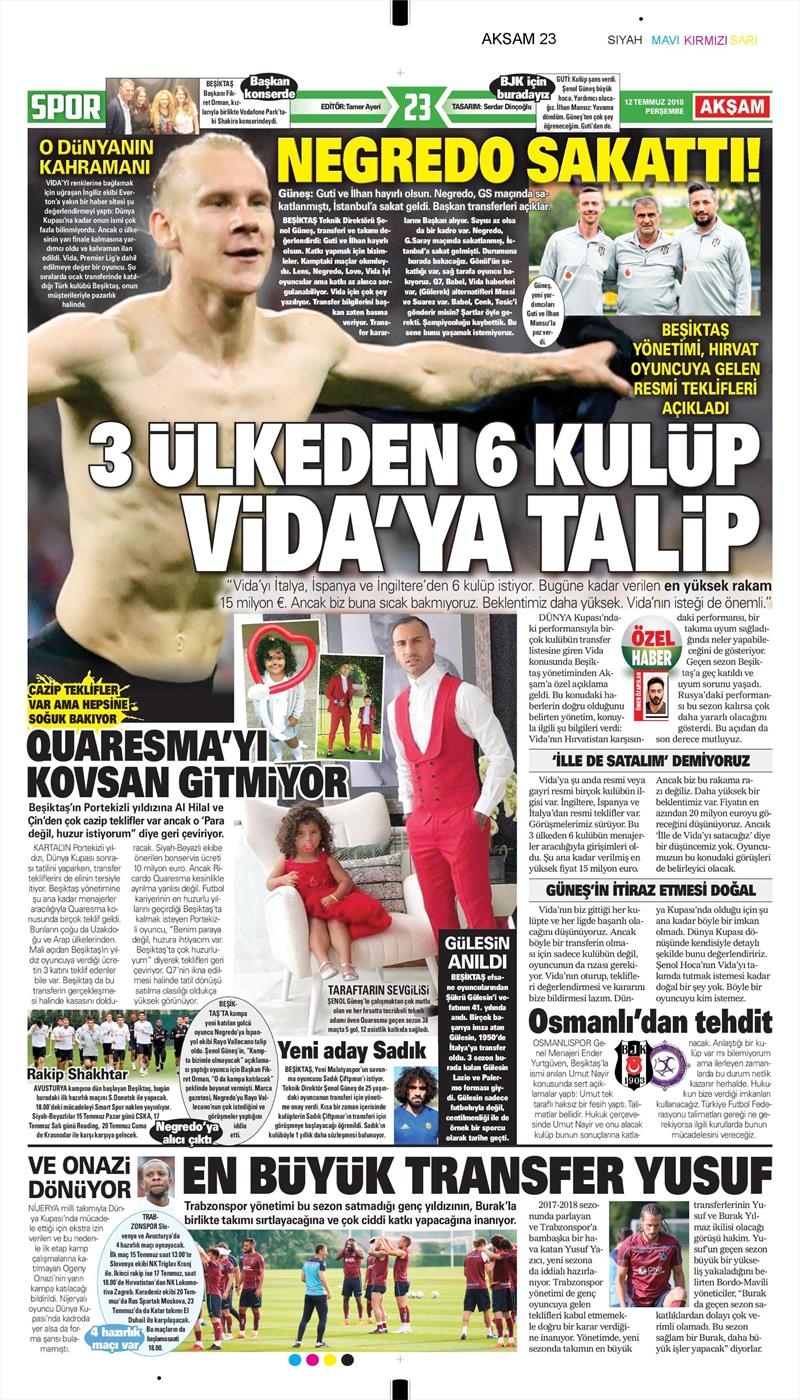 12 Temmuz 2018 | Gazetelerin Beşiktaş Manşetleri - Görsel 4