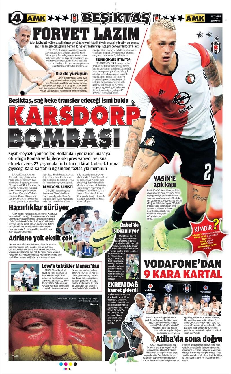 14 Temmuz 2018 | Gazetelerin Beşiktaş Manşetleri - Görsel 4