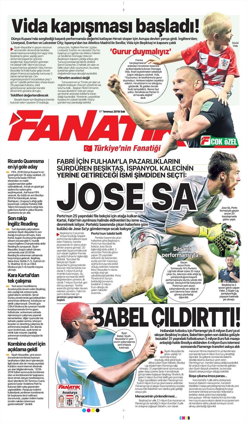 17 Temmuz 2018 | Gazetelerin Beşiktaş Manşetleri - Görsel 3