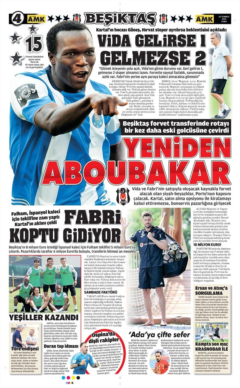 20 Temmuz 2018 | Gazetelerin Beşiktaş Manşetleri - Görsel 2