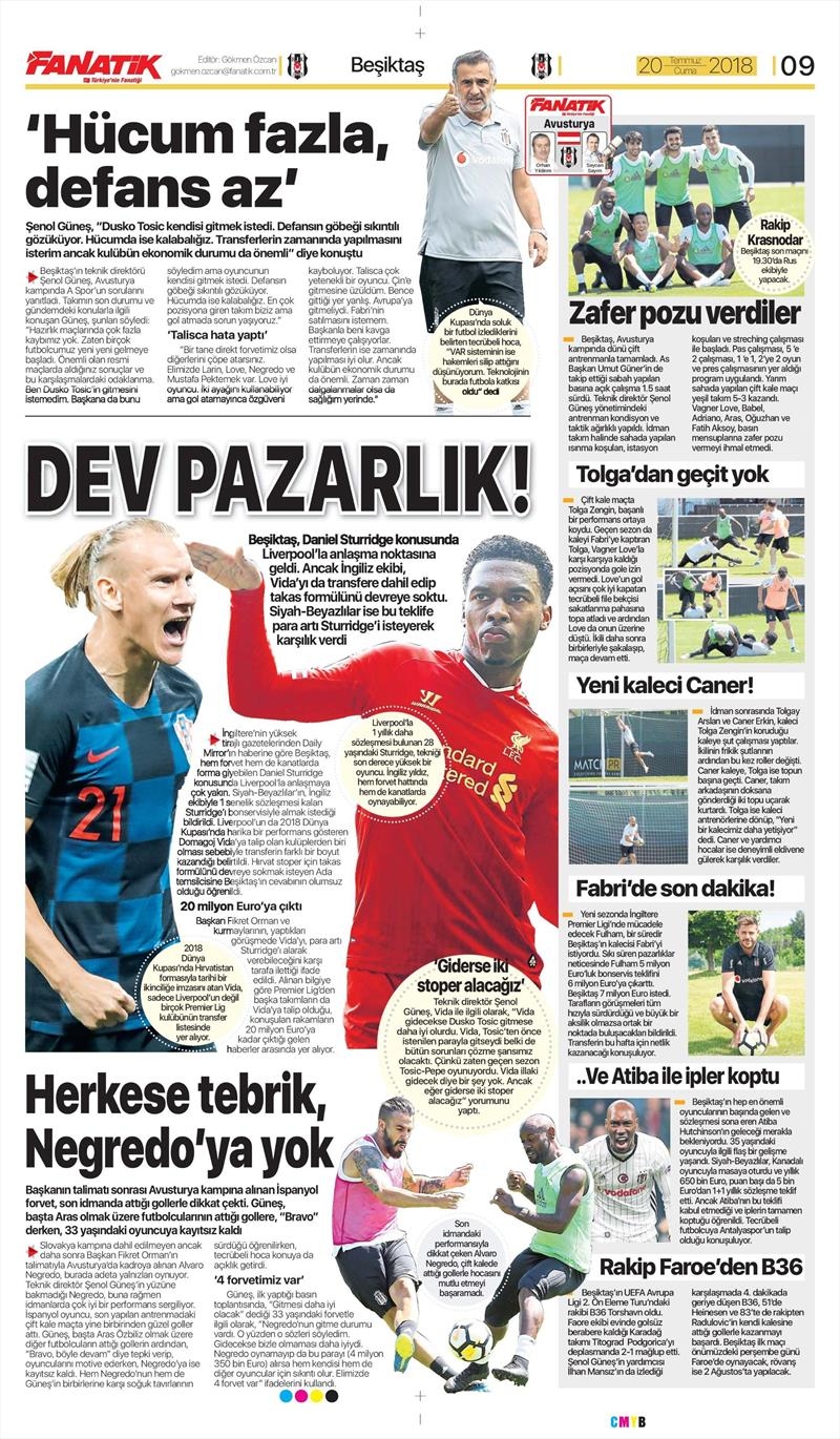 20 Temmuz 2018 | Gazetelerin Beşiktaş Manşetleri - Görsel 4
