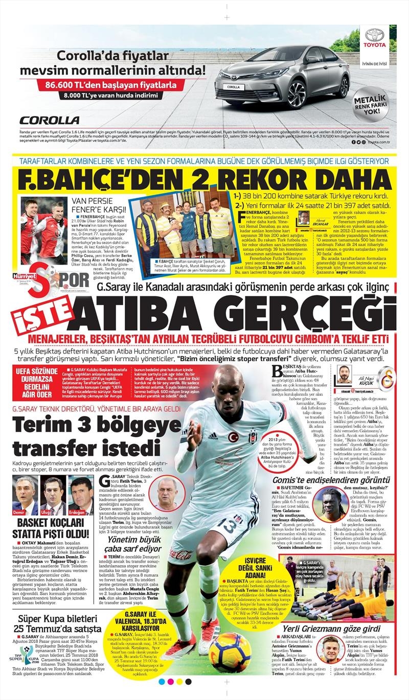 21 Temmuz 2018 | Gazetelerin Beşiktaş Manşetleri - Görsel 4