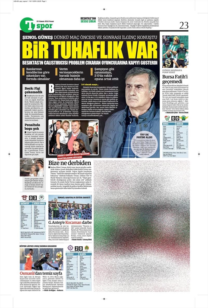 20 Kasım 2016 | Gazetelerin Beşiktaş manşetleri - Görsel 10