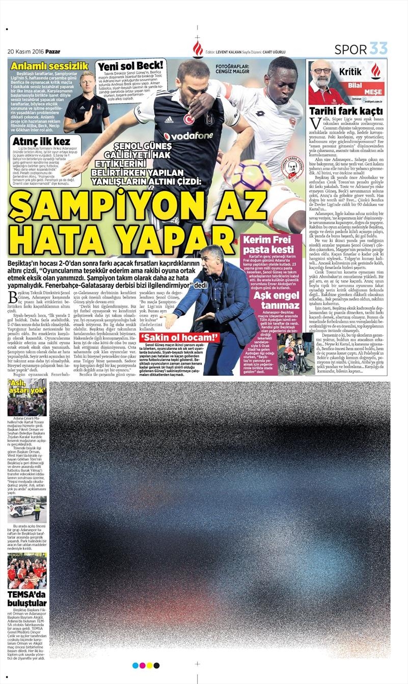 20 Kasım 2016 | Gazetelerin Beşiktaş manşetleri - Görsel 19
