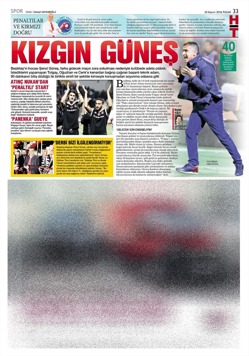 20 Kasım 2016 | Gazetelerin Beşiktaş manşetleri - Görsel 25