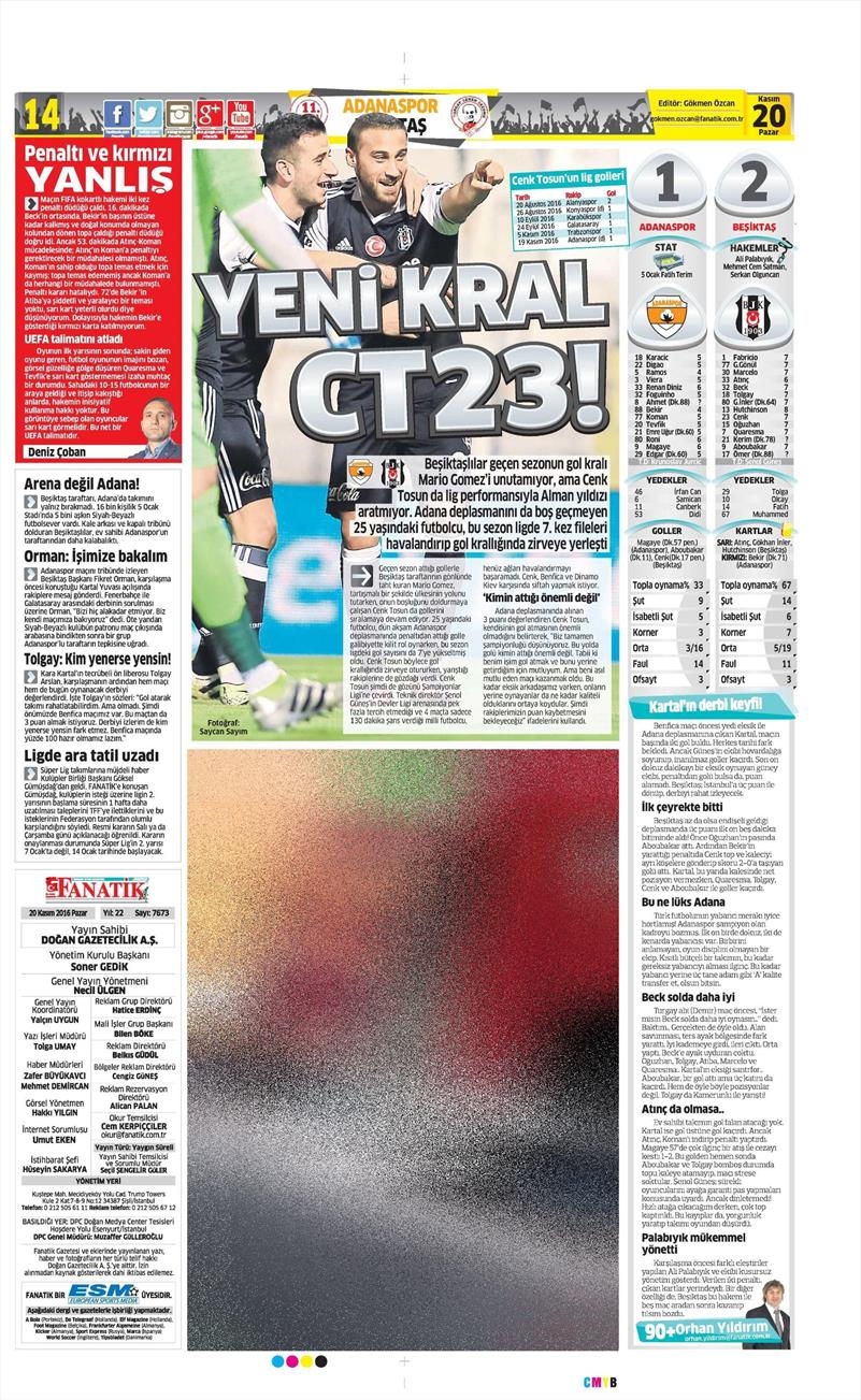 20 Kasım 2016 | Gazetelerin Beşiktaş manşetleri - Görsel 29