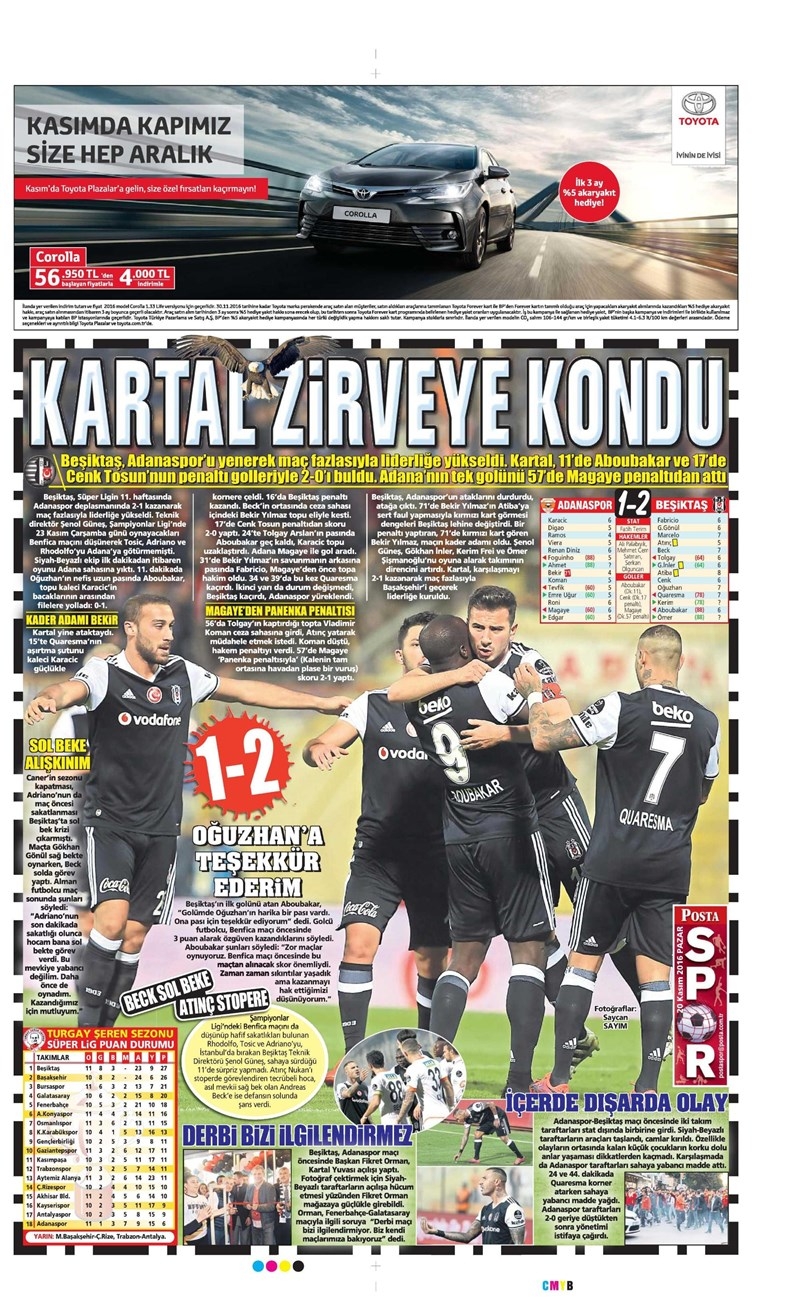 20 Kasım 2016 | Gazetelerin Beşiktaş manşetleri - Görsel 3