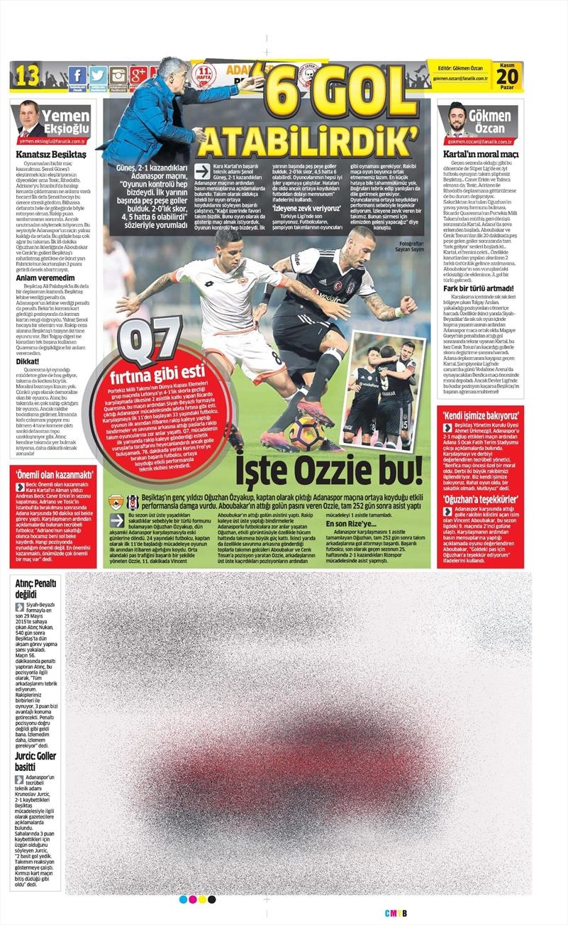 20 Kasım 2016 | Gazetelerin Beşiktaş manşetleri - Görsel 30