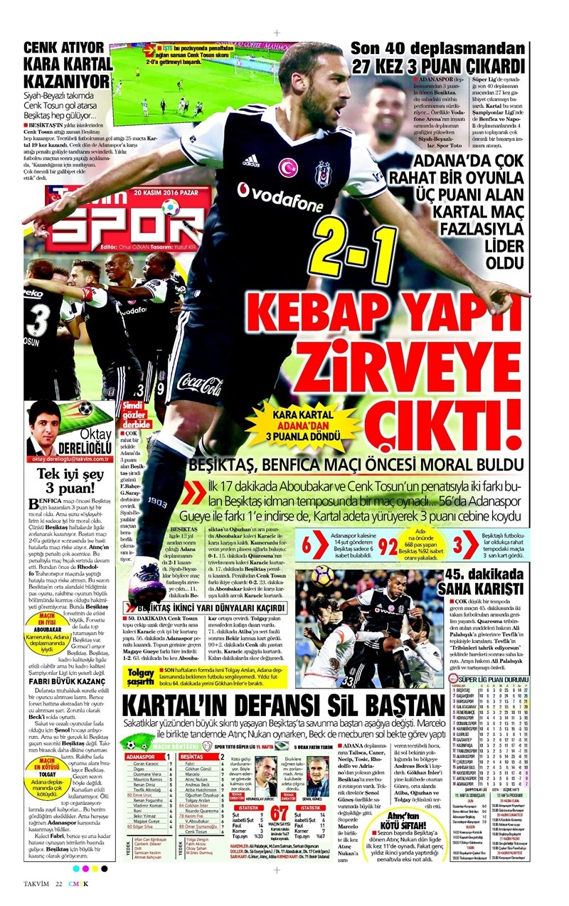 20 Kasım 2016 | Gazetelerin Beşiktaş manşetleri - Görsel 7