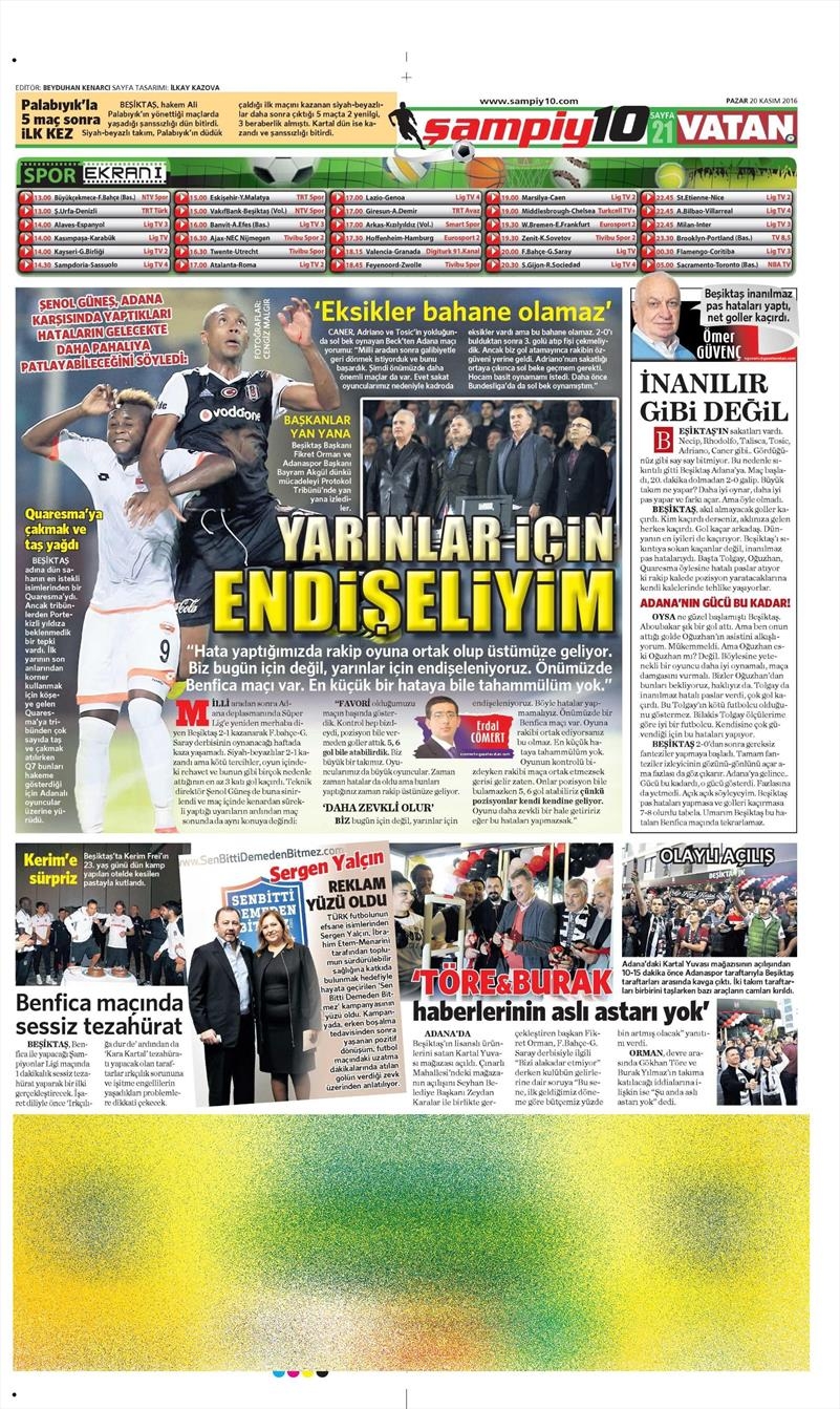 20 Kasım 2016 | Gazetelerin Beşiktaş manşetleri - Görsel 8