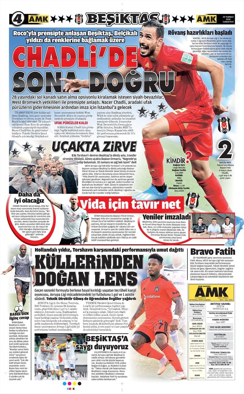 28 Temmuz 2018 | Gazetelerin Beşiktaş Manşetleri - Görsel 3