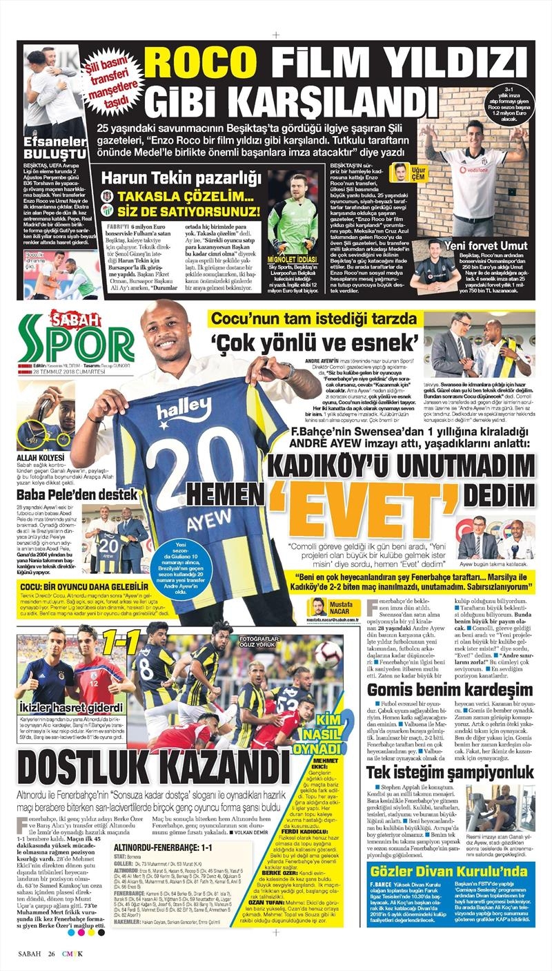 28 Temmuz 2018 | Gazetelerin Beşiktaş Manşetleri - Görsel 5
