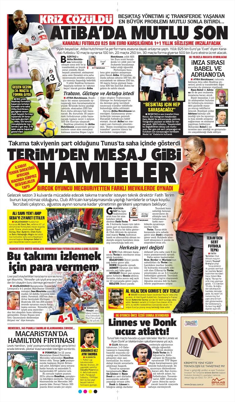 30 Temmuz 2018 | Gazetelerin Beşiktaş Manşetleri - Görsel 9
