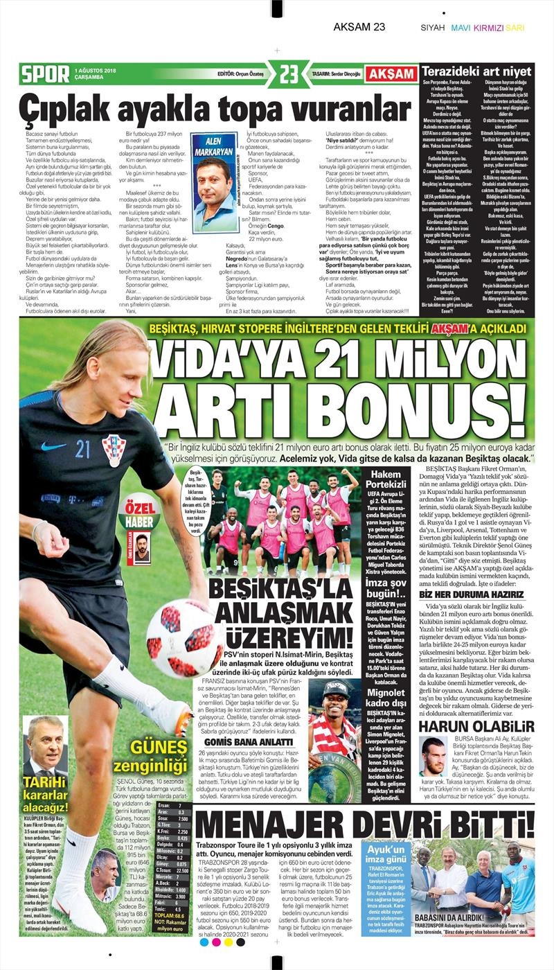 1 Ağustos 2018 | Gazetelerin Beşiktaş Manşetleri - Görsel 4