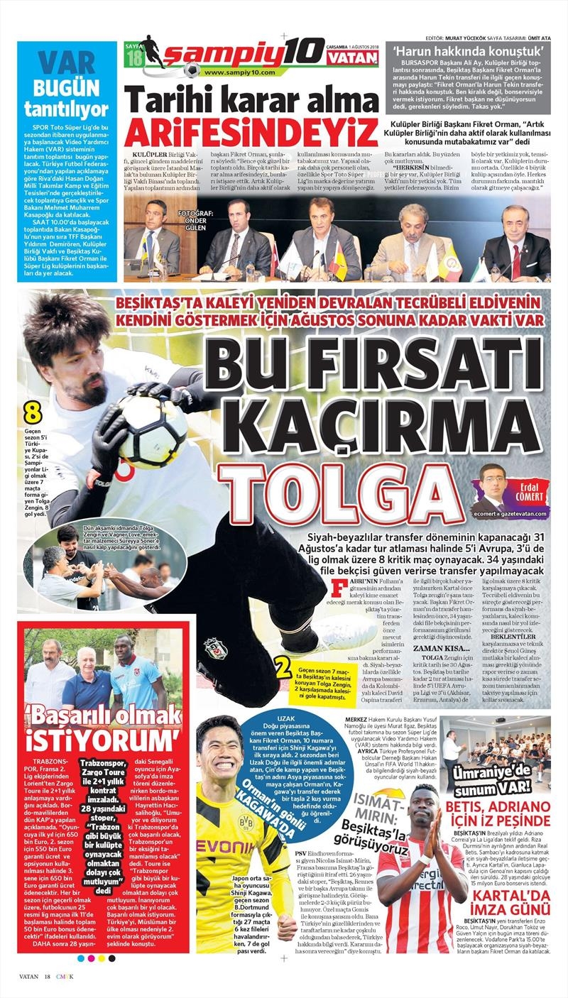 1 Ağustos 2018 | Gazetelerin Beşiktaş Manşetleri - Görsel 5