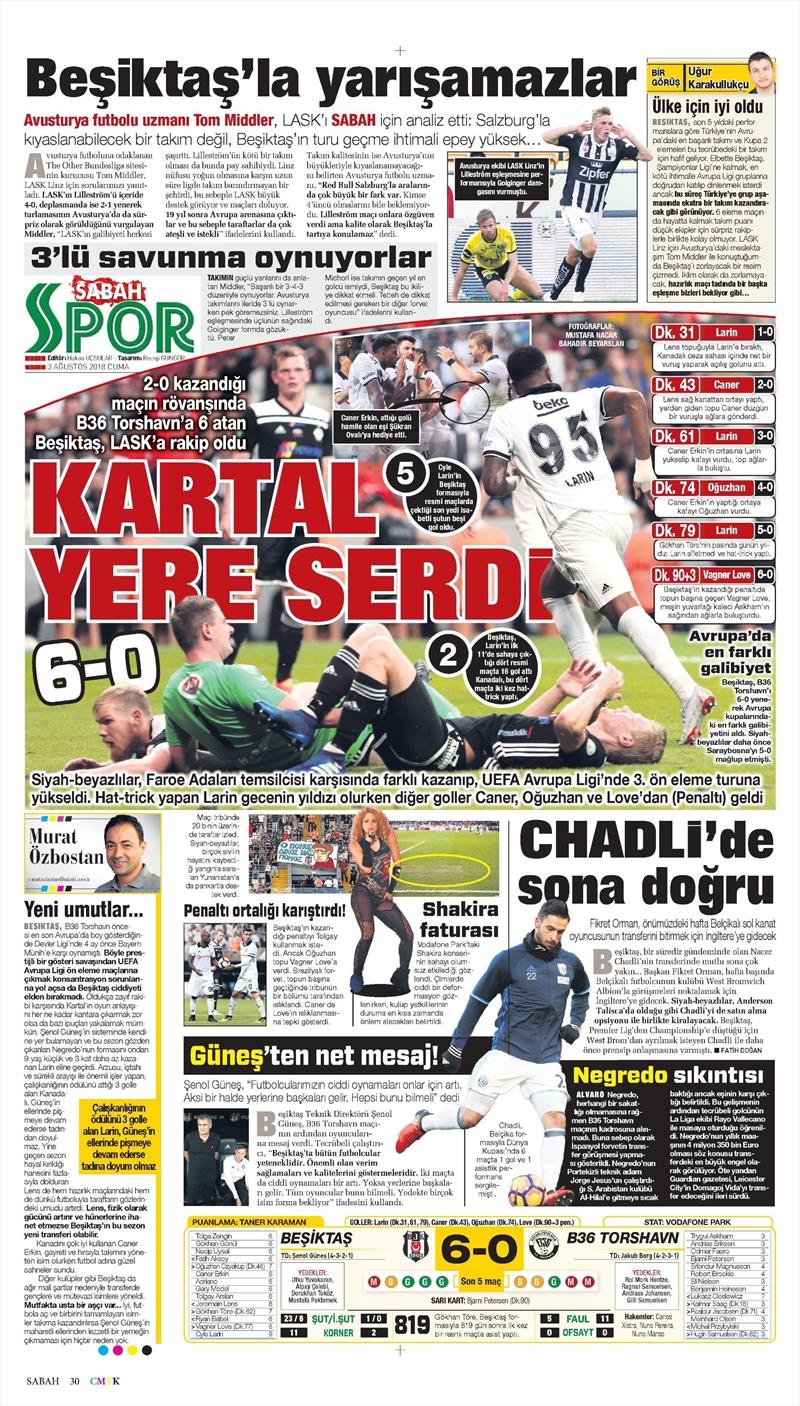 3 Ağustos 2018 | Gazetelerin Beşiktaş Manşetleri - Görsel 11