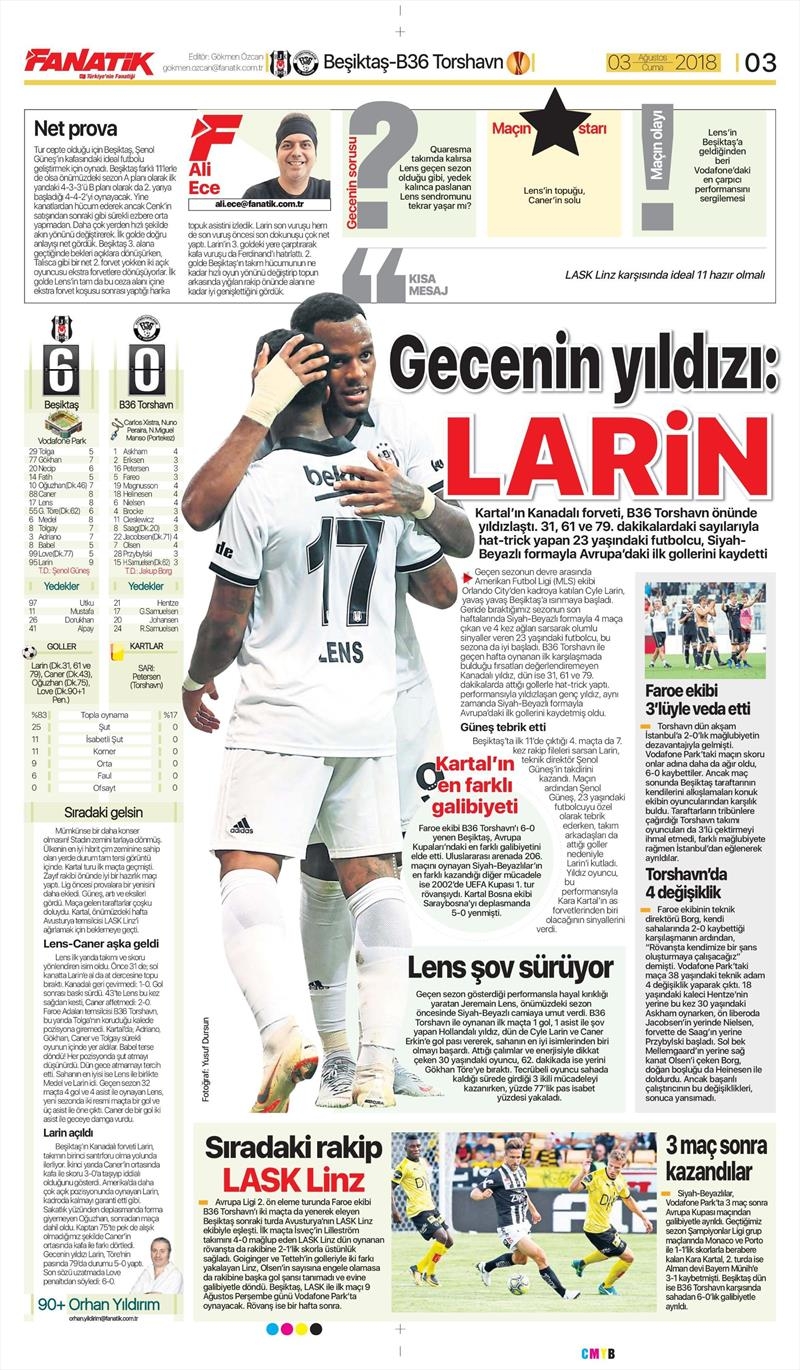 3 Ağustos 2018 | Gazetelerin Beşiktaş Manşetleri - Görsel 3