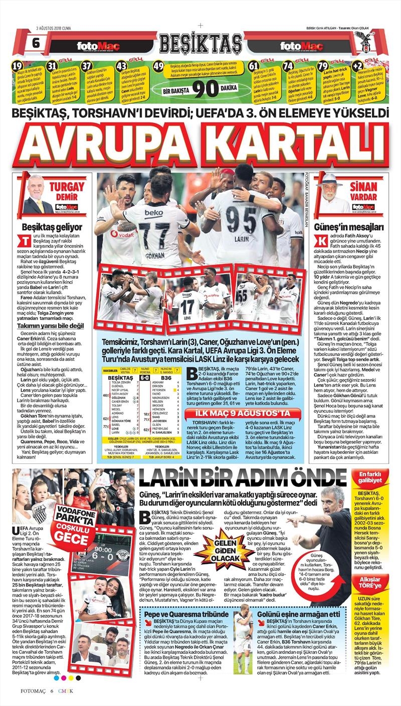 3 Ağustos 2018 | Gazetelerin Beşiktaş Manşetleri - Görsel 4