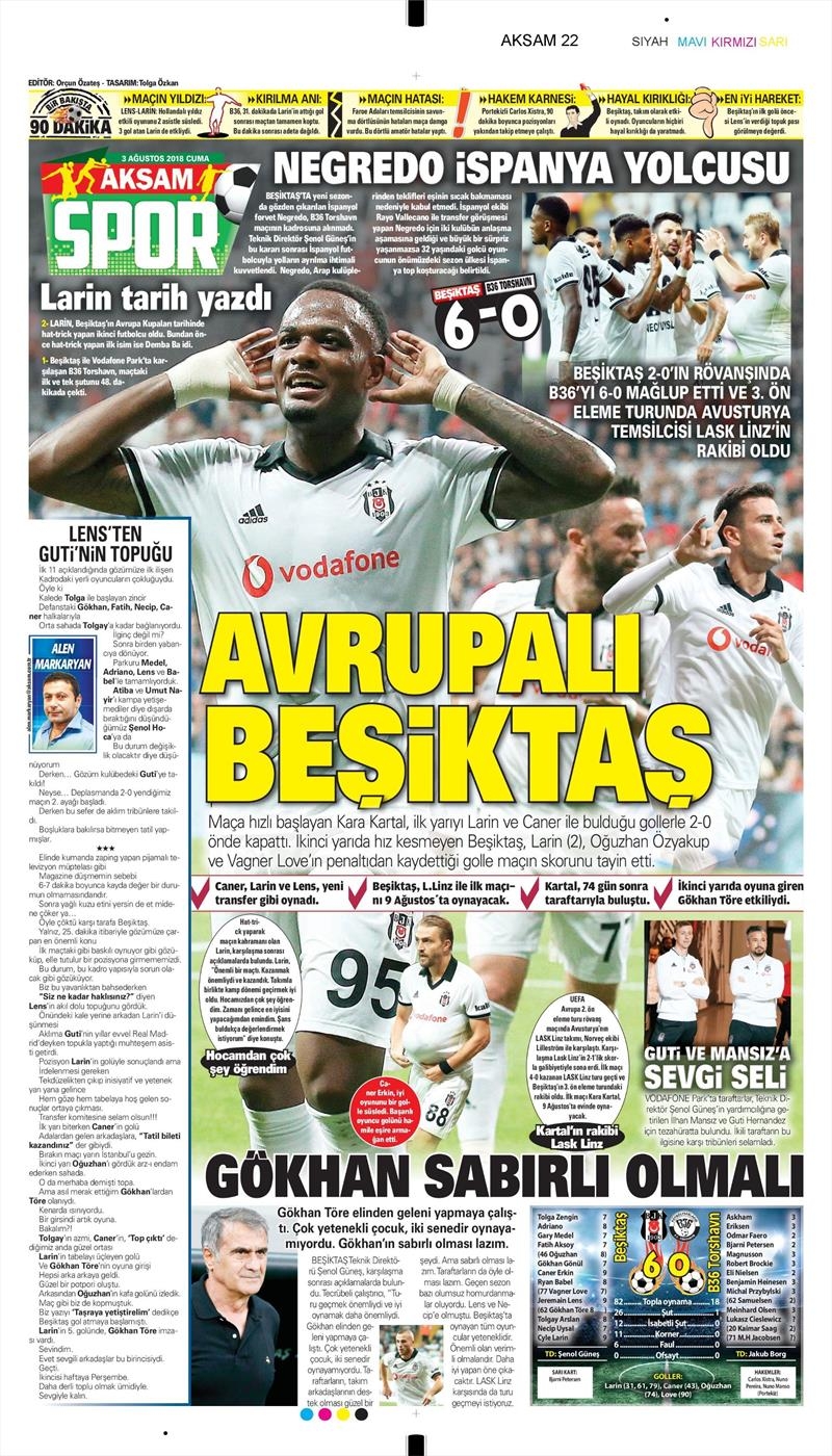 3 Ağustos 2018 | Gazetelerin Beşiktaş Manşetleri - Görsel 5