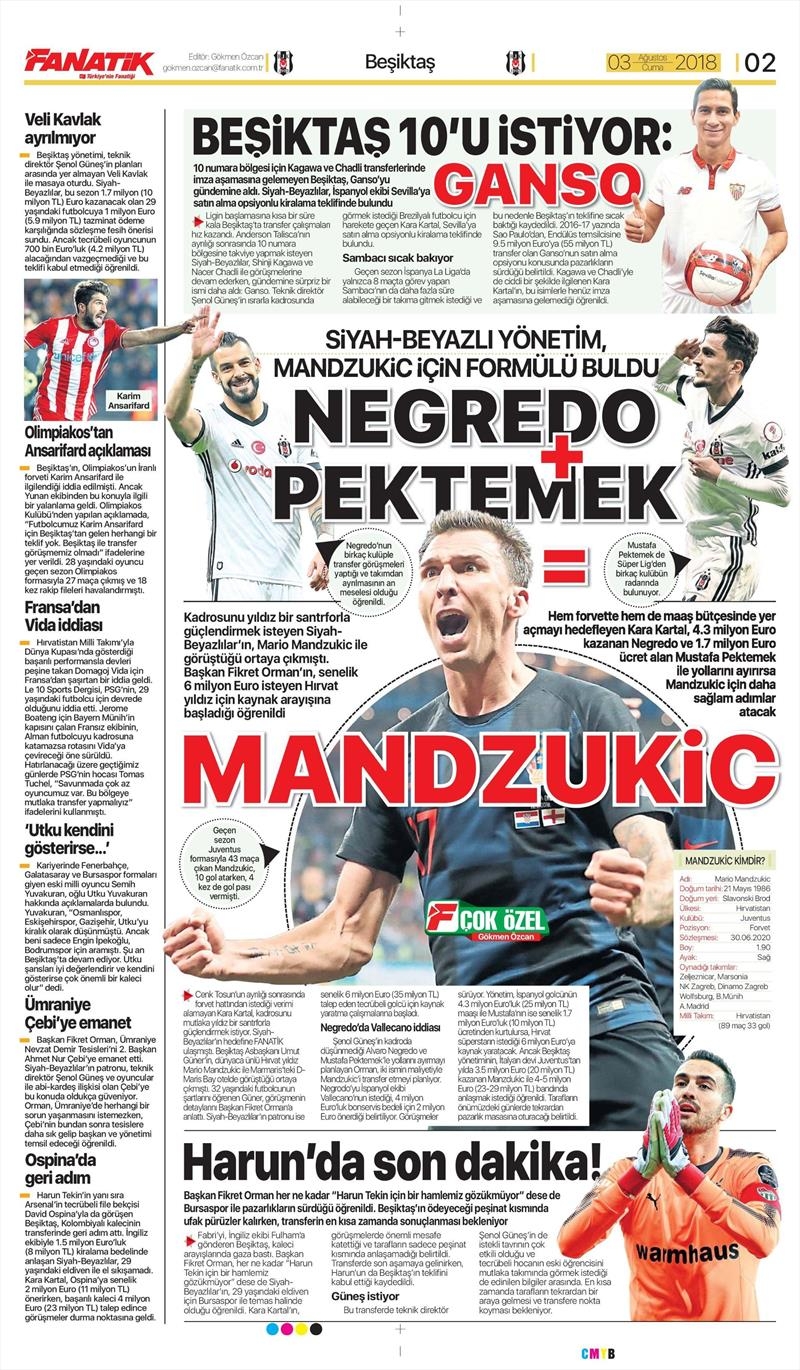 3 Ağustos 2018 | Gazetelerin Beşiktaş Manşetleri - Görsel 7