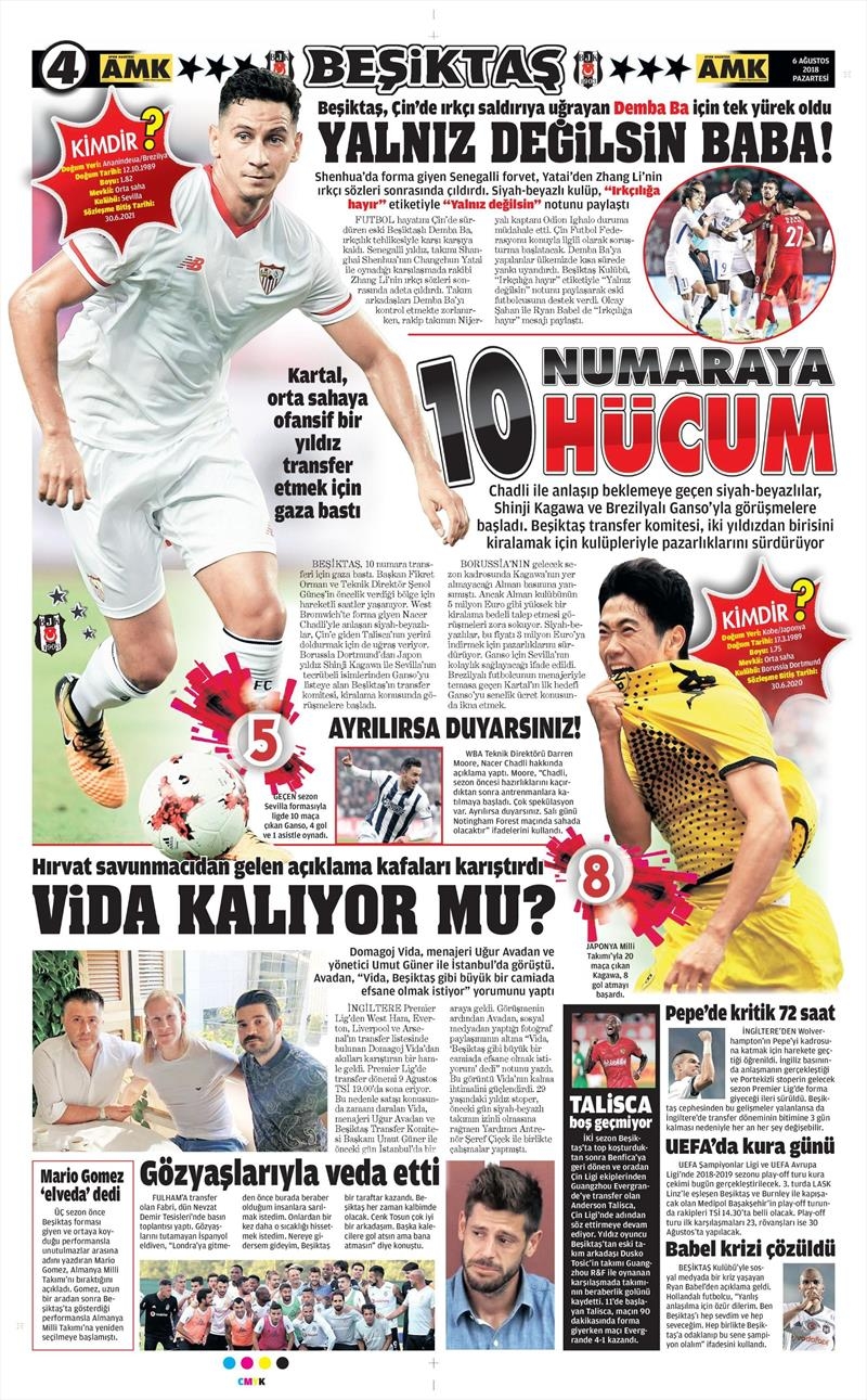 6 Ağustos 2018 | Gazetelerin Beşiktaş Manşetleri - Görsel 2