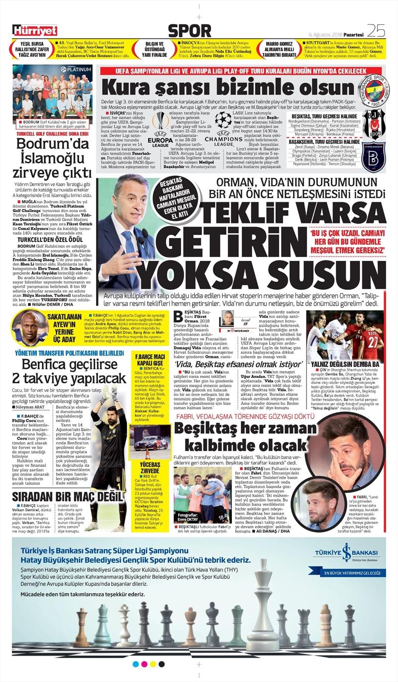 6 Ağustos 2018 | Gazetelerin Beşiktaş Manşetleri - Görsel 4