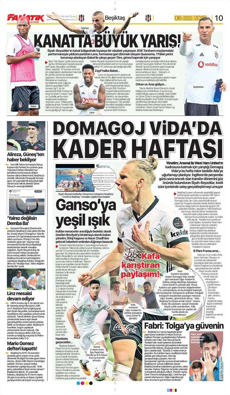 6 Ağustos 2018 | Gazetelerin Beşiktaş Manşetleri - Görsel 6