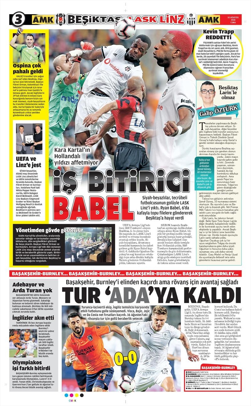 10 Ağustos 2018 | Gazetelerin Beşiktaş Manşetleri - Görsel 1
