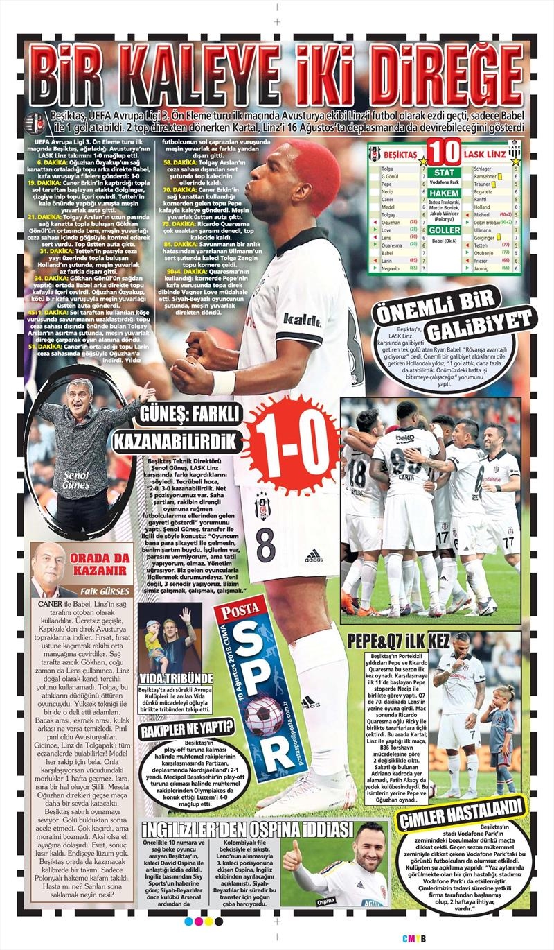 10 Ağustos 2018 | Gazetelerin Beşiktaş Manşetleri - Görsel 10