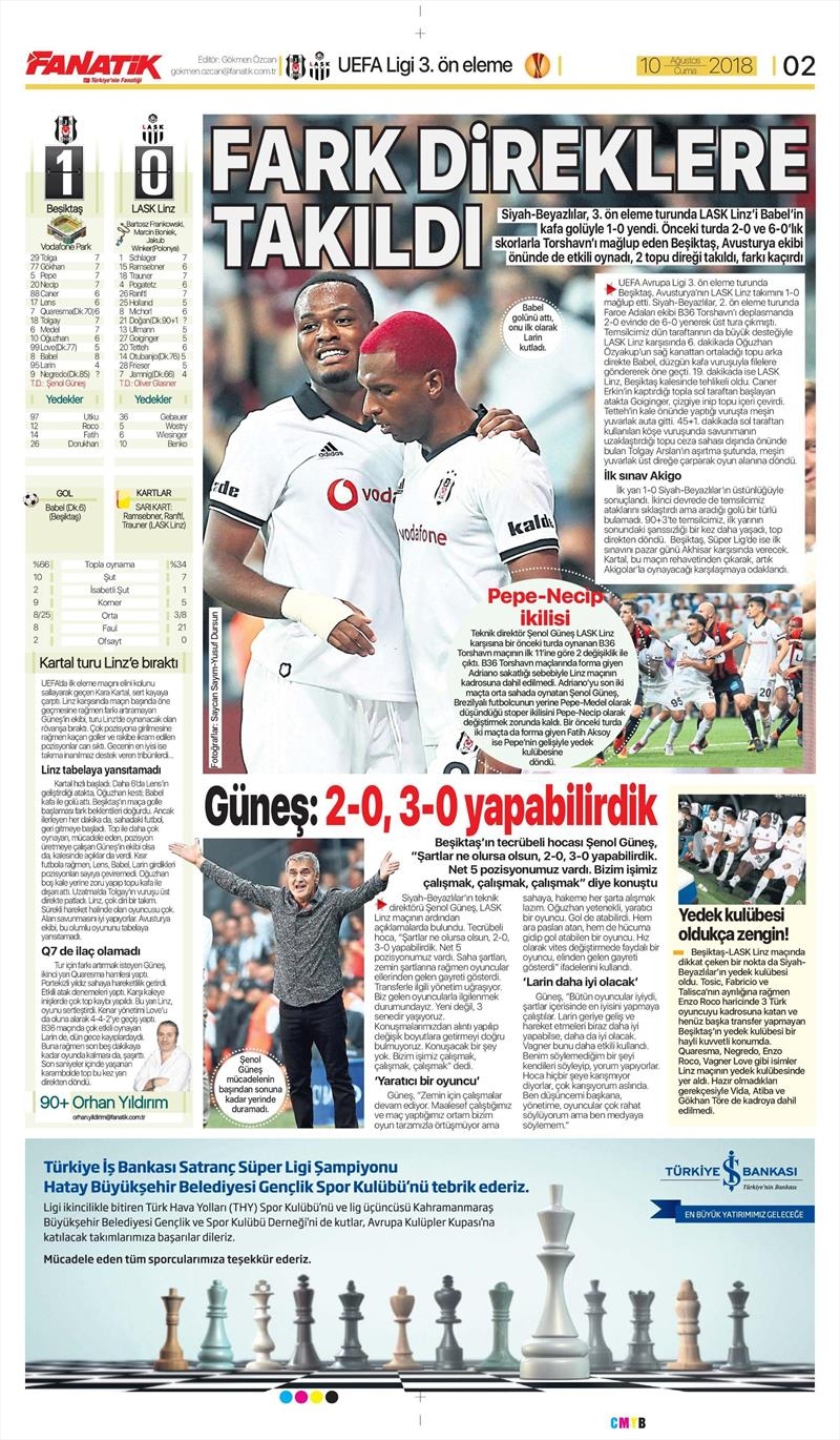 10 Ağustos 2018 | Gazetelerin Beşiktaş Manşetleri - Görsel 12