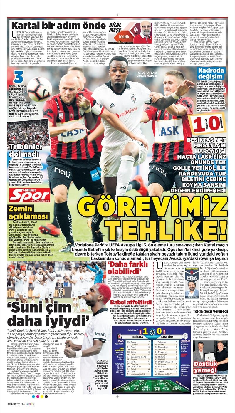 10 Ağustos 2018 | Gazetelerin Beşiktaş Manşetleri - Görsel 9