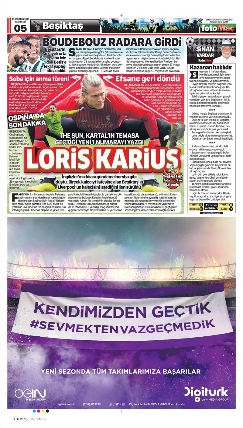 13 Ağustos 2018 | Gazetelerin Beşiktaş Manşetleri - Görsel 12