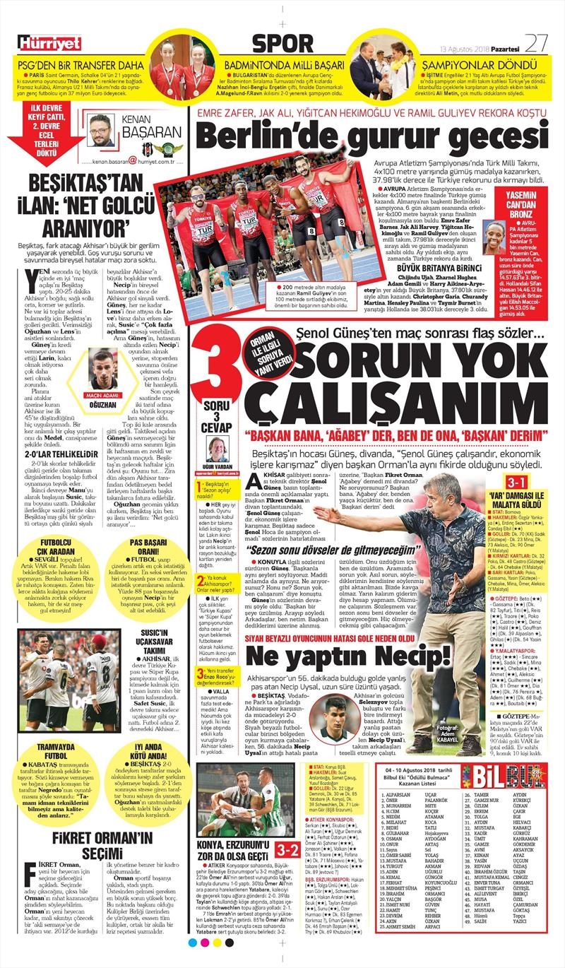 13 Ağustos 2018 | Gazetelerin Beşiktaş Manşetleri - Görsel 13