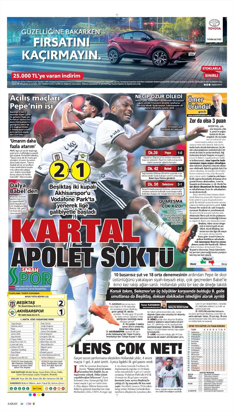 13 Ağustos 2018 | Gazetelerin Beşiktaş Manşetleri - Görsel 20