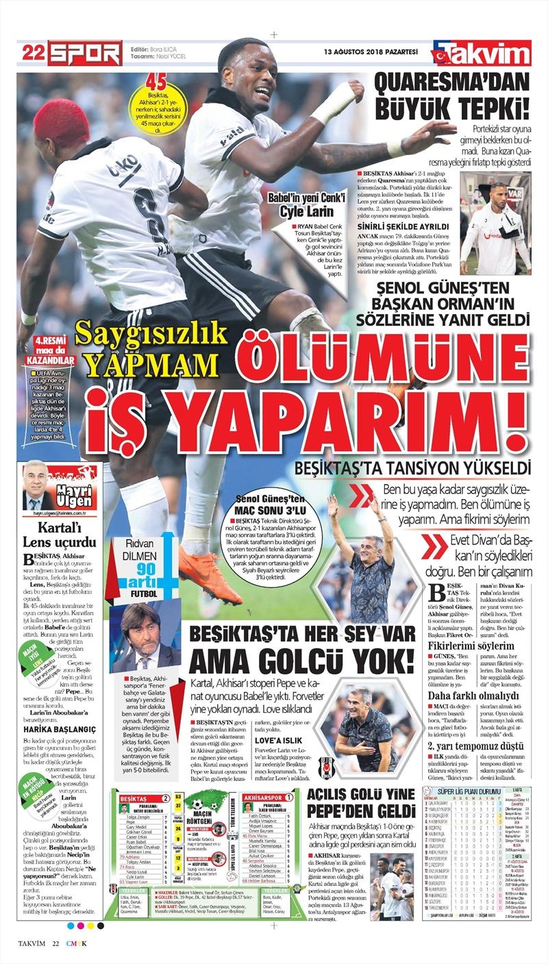 13 Ağustos 2018 | Gazetelerin Beşiktaş Manşetleri - Görsel 22