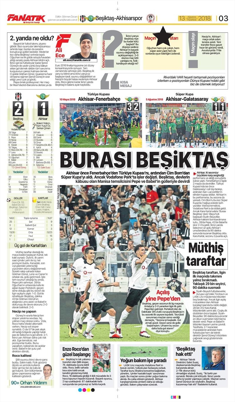 13 Ağustos 2018 | Gazetelerin Beşiktaş Manşetleri - Görsel 8